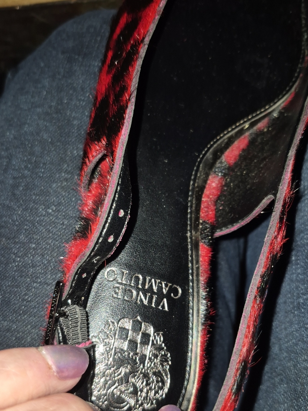 Vince Camuto flame&BlackSling Back Slide DyedCowHidehair,leather Sz.8.5 M(#1210) - Picture 14 of 14